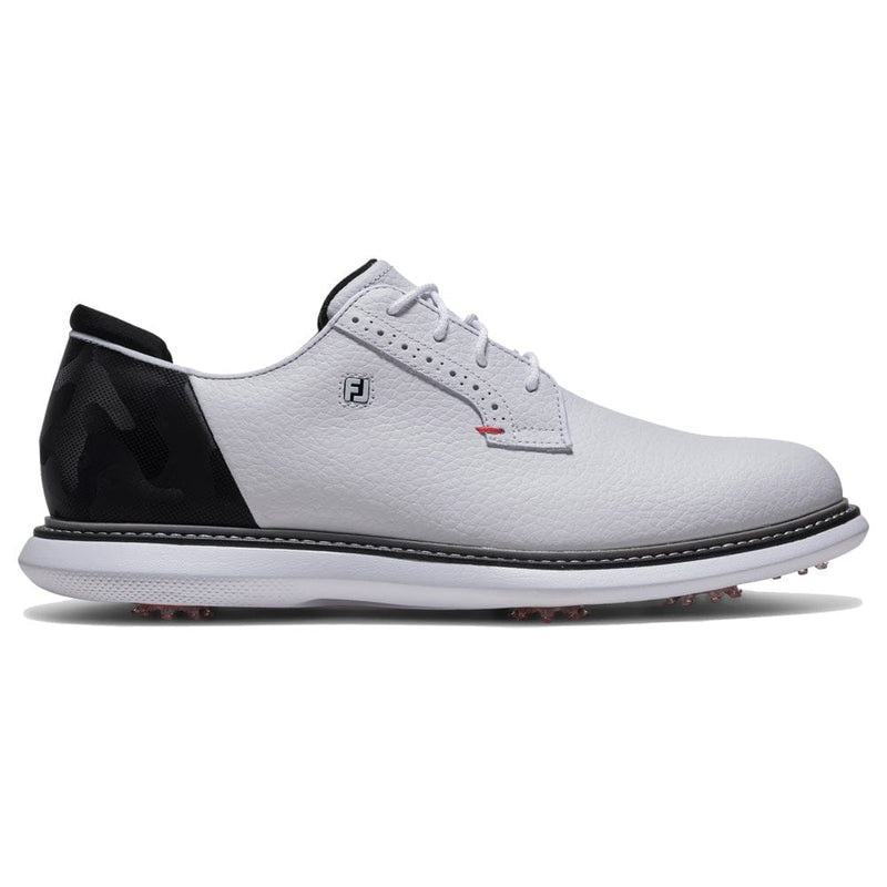 FootJoy Traditions Blucher Waterproof Spiked Shoes - White/Black/Red