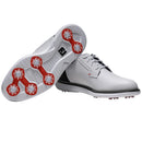 FootJoy Traditions Blucher Waterproof Spiked Shoes - White/Black/Red