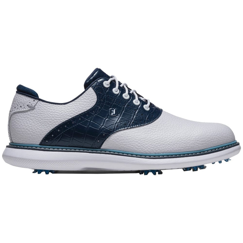 FootJoy Traditions Spiked Waterproof Shoes - White/Navy/Blue