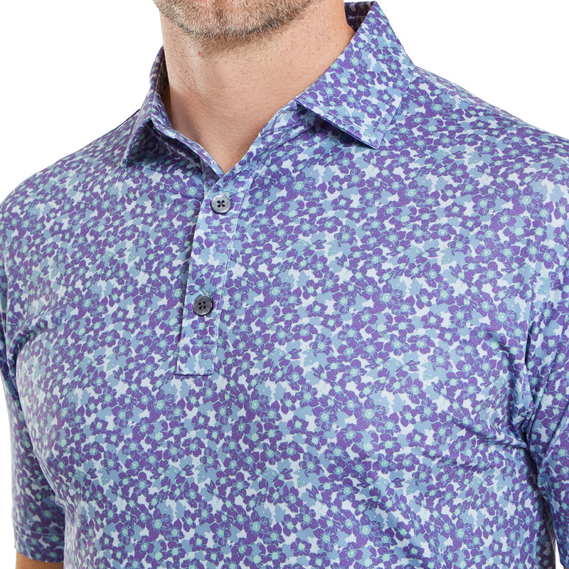 FootJoy Primrose Print Lisle Polo Shirt - Thistle