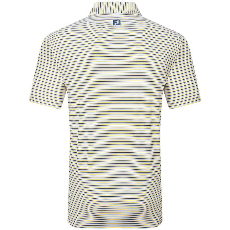 FootJoy Balance Stripe Lisle Polo Shirt - White/Taxi