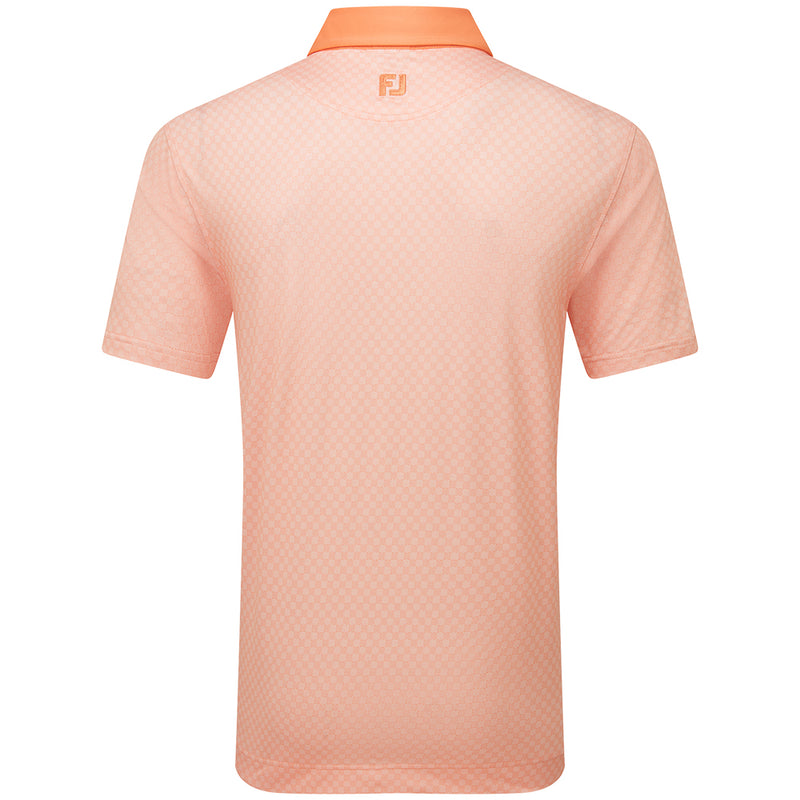 FootJoy Checker Jacquard Polo Shirt - Orange/White