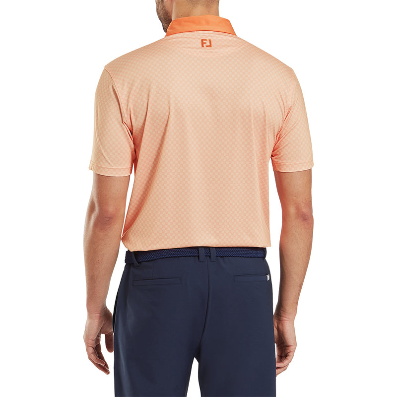 FootJoy Checker Jacquard Polo Shirt - Orange/White