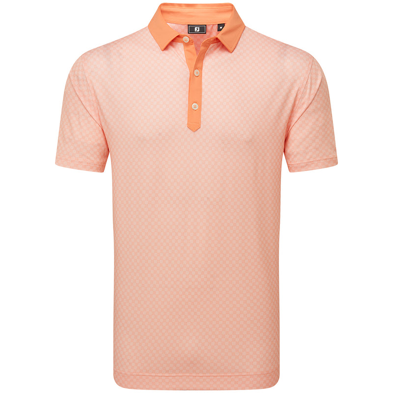 FootJoy Checker Jacquard Polo Shirt - Orange/White