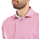 FootJoy Citrus Print Lisle Polo Shirt - Pink Lemonade/Skyway