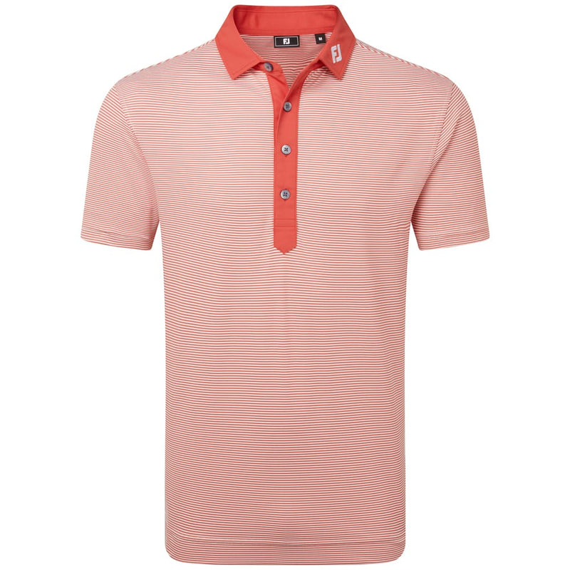 FootJoy Feeder Stripe Pique Polo Shirt - Nantucket Red
