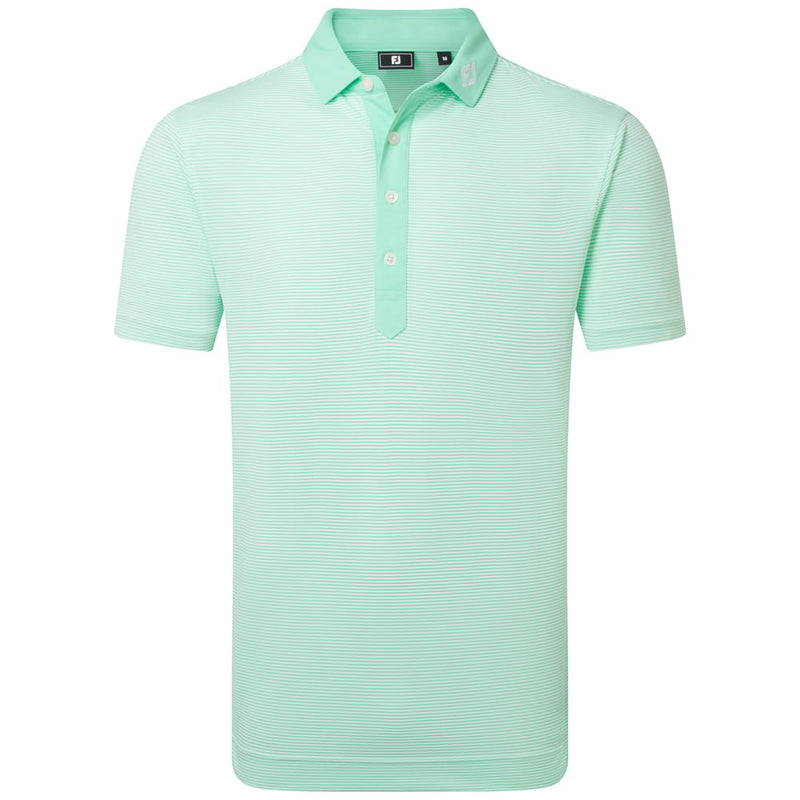 FootJoy Feeder Stripe Pique Polo Shirt - Sea Glass