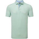 FootJoy Figure Print Lisle Polo Shirt - Pistachio/Bluejay