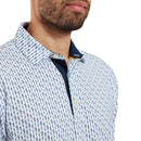 FootJoy Figure Print Lisle Polo Shirt - White/Navy