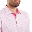 FootJoy Figure Print Lisle Polo Shirt - White/Pink Lemonade