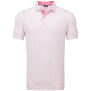 FootJoy Figure Print Lisle Polo Shirt - White/Pink Lemonade