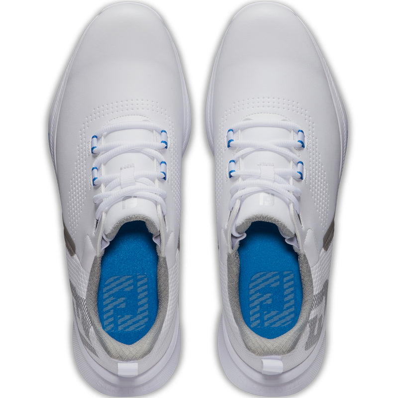 FootJoy Fuel Waterproof Spikeless Shoes - White/White/Orange