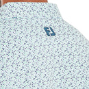 FootJoy Gamer Print Pique Polo Shirt - White/Steel Blue/Navy/Seafoam