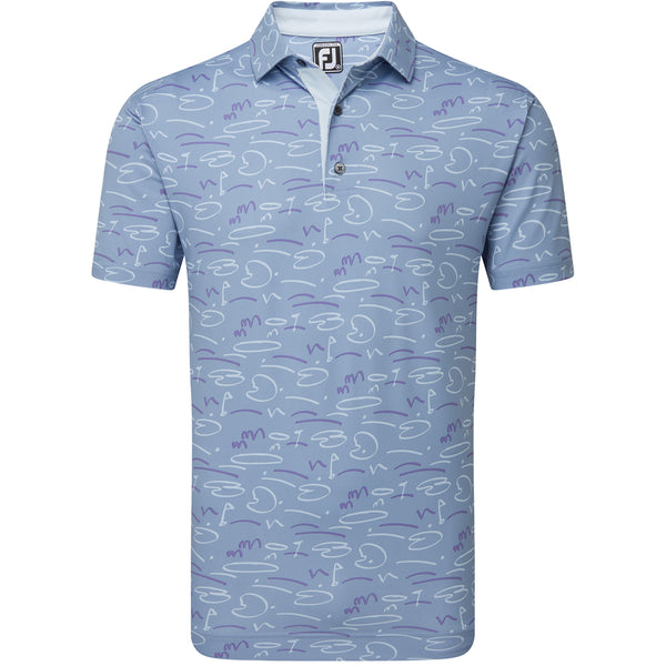 FootJoy Golf Course Doodle Print Polo Shirt - Storm