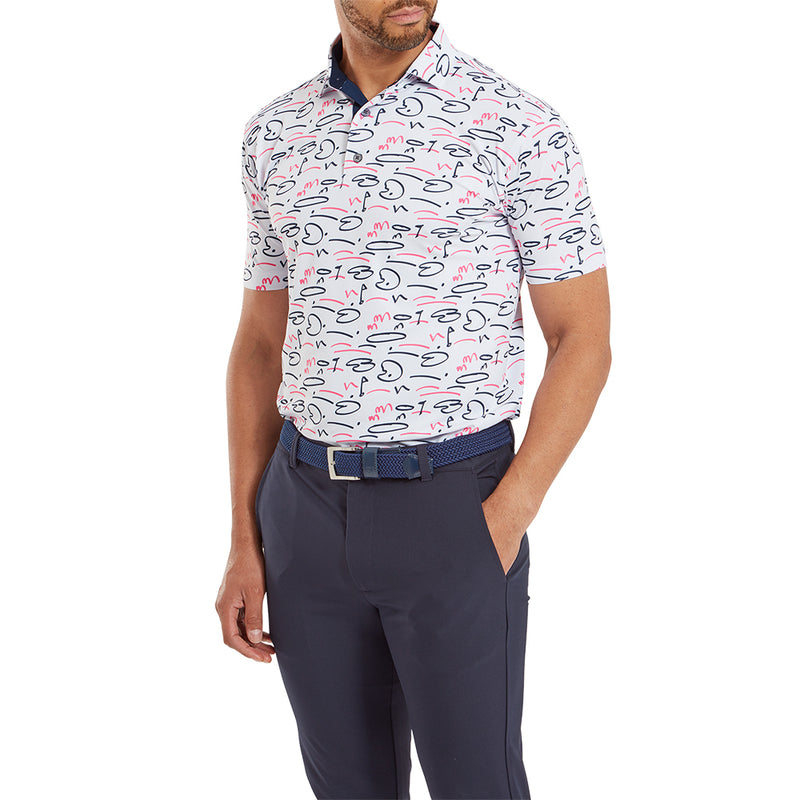 FootJoy Golf Course Doodle Print Polo Shirt - White