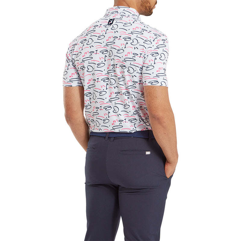 FootJoy Golf Course Doodle Print Polo Shirt - White