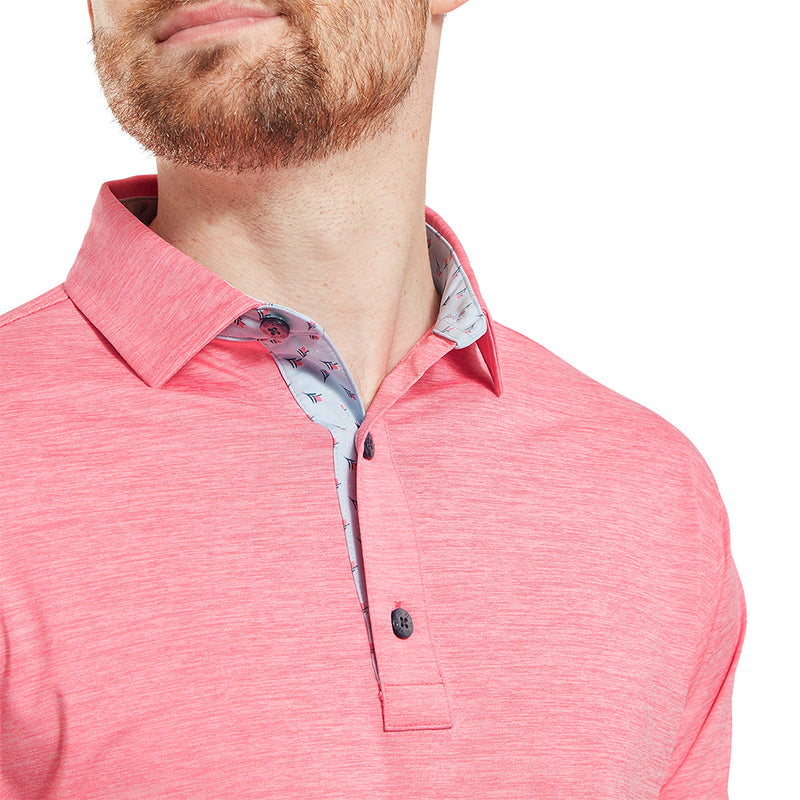 FootJoy Heather Lisle With Trim Polo Shirt - Pink Lemonade
