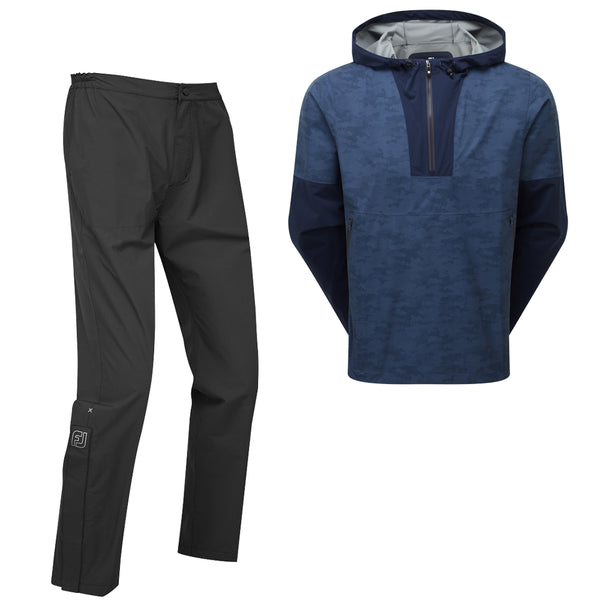 FootJoy HydroLite X Waterproof Hoodie Suit - Navy Camo/Black