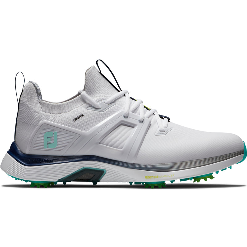 FootJoy Hyperflex Carbon Spiked Waterproof Shoes - White/Charcoal/Teal