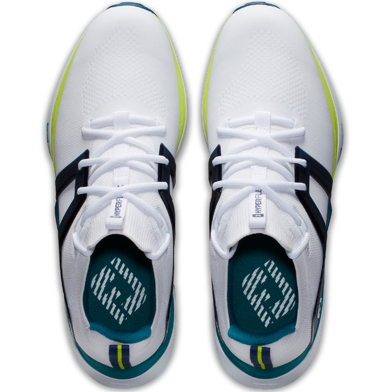 FootJoy Hyperflex Spiked Waterproof Shoes - White/Lime/Navy