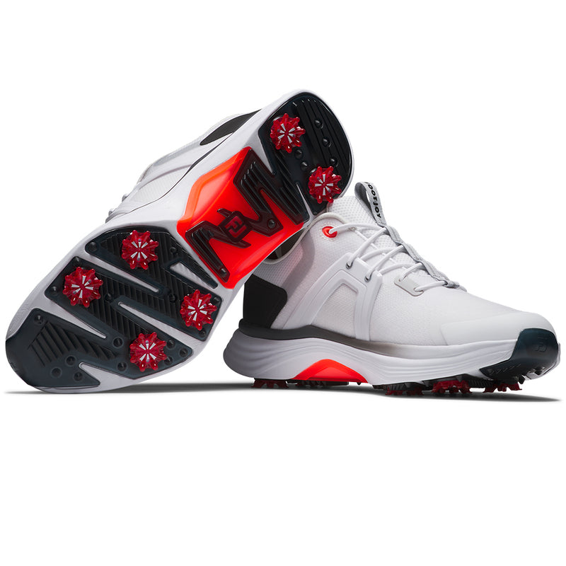 FootJoy Hyperflex Spiked Waterproof Shoes - White/Black/Red