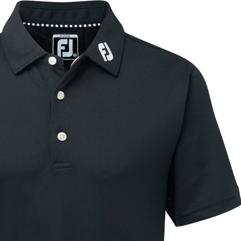 FootJoy Junior Stretch Pique Solid Polo Shirt - Black