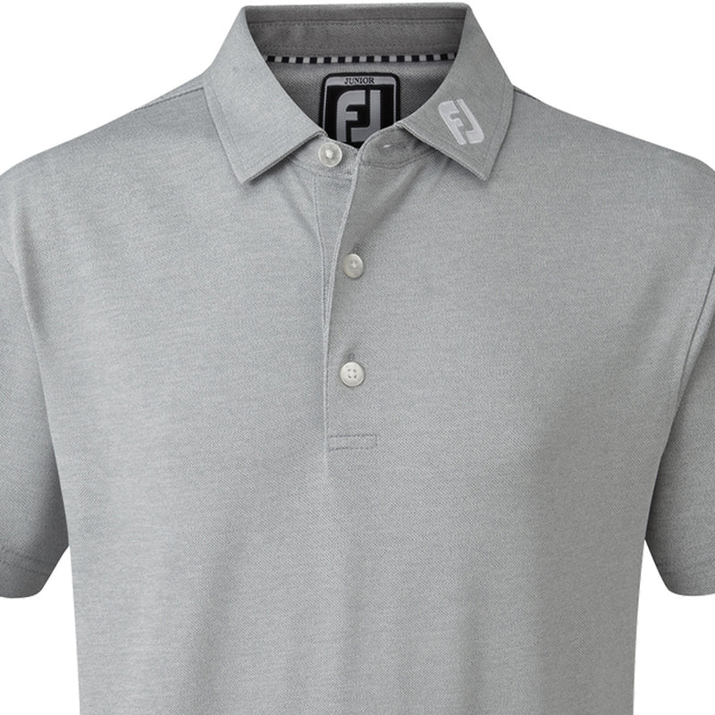 FootJoy Junior Stretch Pique Solid Polo Shirt - Heather Grey