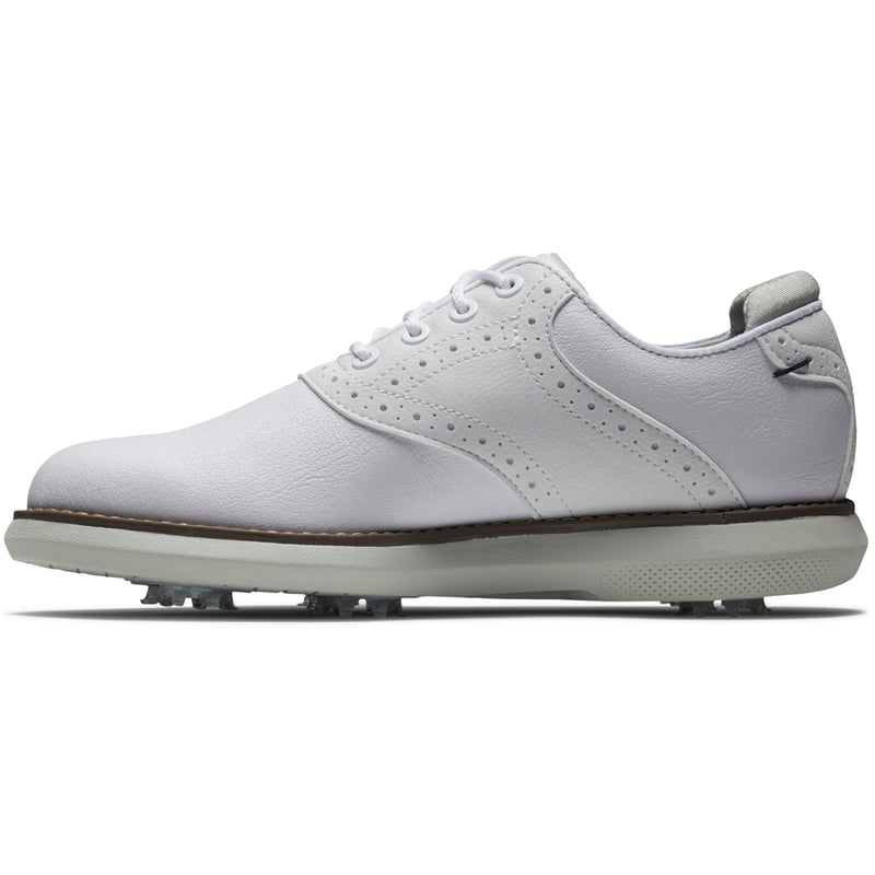 FootJoy Juniors Traditions Spiked Waterproof Shoes - White/Grey