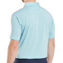 FootJoy Micro Feeder Stripe Lisle Polo Shirt - Light Blue/White