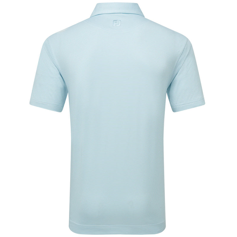 FootJoy Micro Feeder Stripe Lisle Polo Shirt - Light Blue/White
