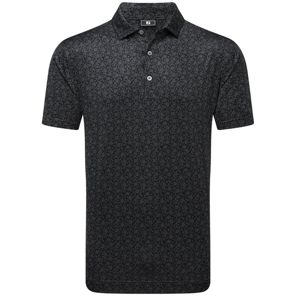 FootJoy Painted Floral Lisle Polo Shirt - Black