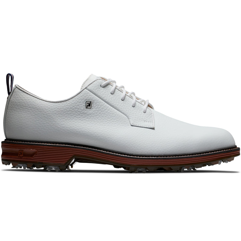 FootJoy Premiere Series Field Spiked Waterproof Shoes - White/White/Brick