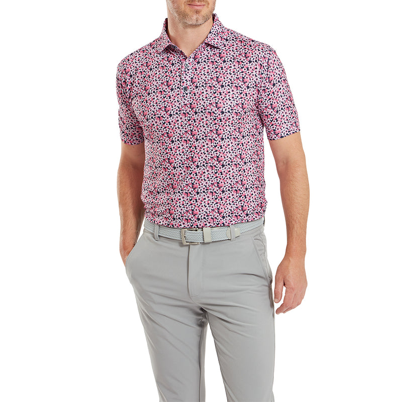 FootJoy Primrose Print Lisle Polo Shirt - Coral Red