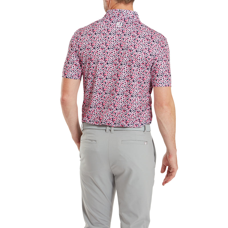 FootJoy Primrose Print Lisle Polo Shirt - Coral Red