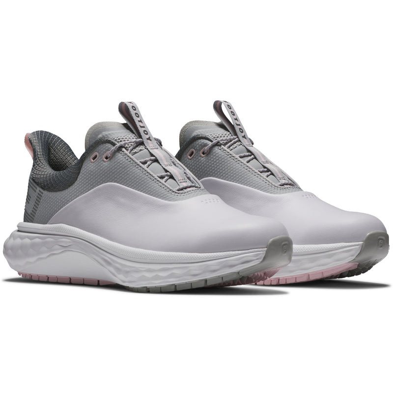FootJoy Quantum Ladies Spikeless Waterproof Shoes - White/Grey/Pink