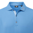 FootJoy Sleeve Stripe Pique Polo Shirt - Coastal Blue/Chambray/White