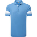 FootJoy Sleeve Stripe Pique Polo Shirt - Coastal Blue/Chambray/White