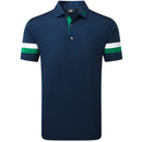 FootJoy Sleeve Stripe Pique Polo Shirt - Navy/Field Green/White