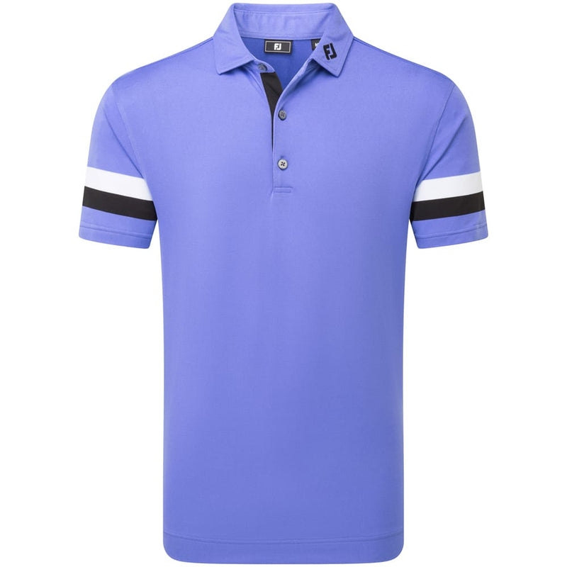 FootJoy Sleeve Stripe Pique Polo Shirt - Vivid Violet/Black/White