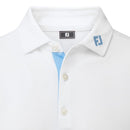 FootJoy Sleeve Stripe Pique Polo Shirt - White/Blue Reef/Sea Glass