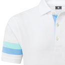 FootJoy Sleeve Stripe Pique Polo Shirt - White/Blue Reef/Sea Glass