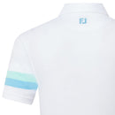 FootJoy Sleeve Stripe Pique Polo Shirt - White/Blue Reef/Sea Glass
