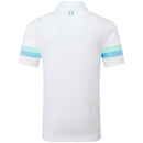 FootJoy Sleeve Stripe Pique Polo Shirt - White/Blue Reef/Sea Glass