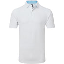 FootJoy Stretch Lisle Dot Print Polo Shirt - White/Light Blue