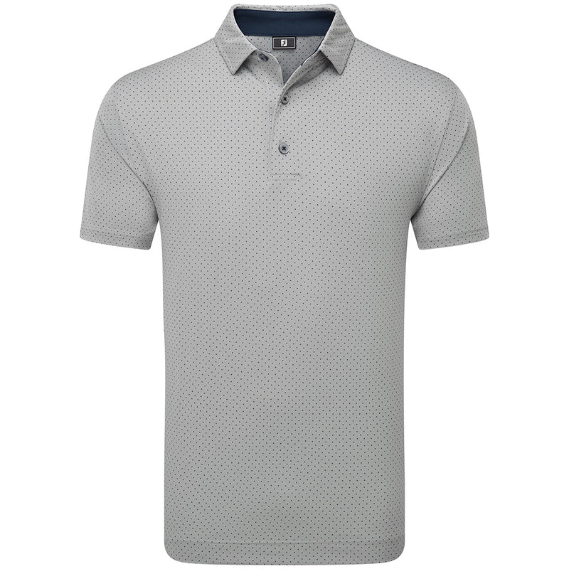 FootJoy Stretch Lisle Dot Print Polo Shirt - Grey/Navy