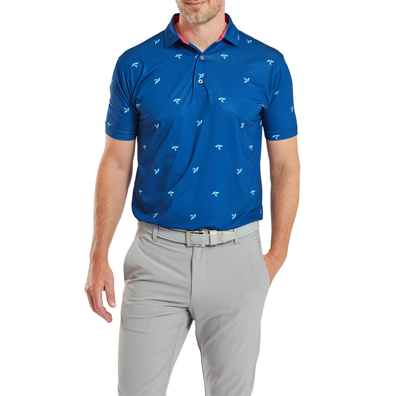 FootJoy Thistle Print Lisle Polo Shirt - Deep Blue