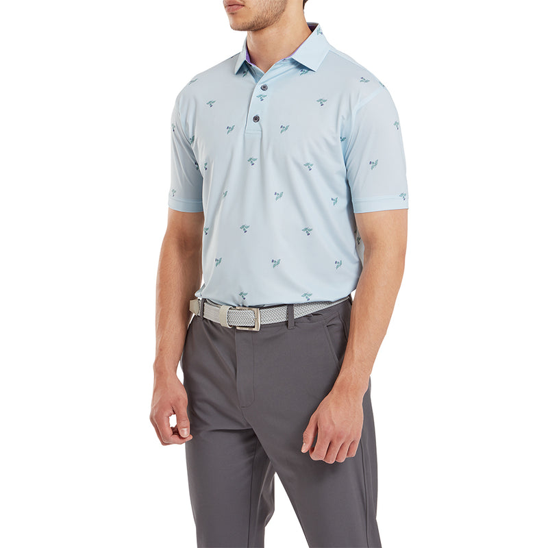 FootJoy Thistle Print Lisle Polo Shirt - Mist