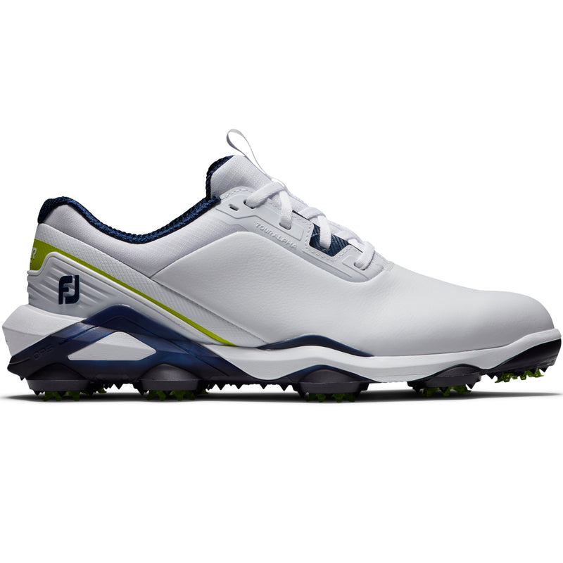 FootJoy Tour Alpha Spiked Waterproof Shoes - White/Navy/Lime