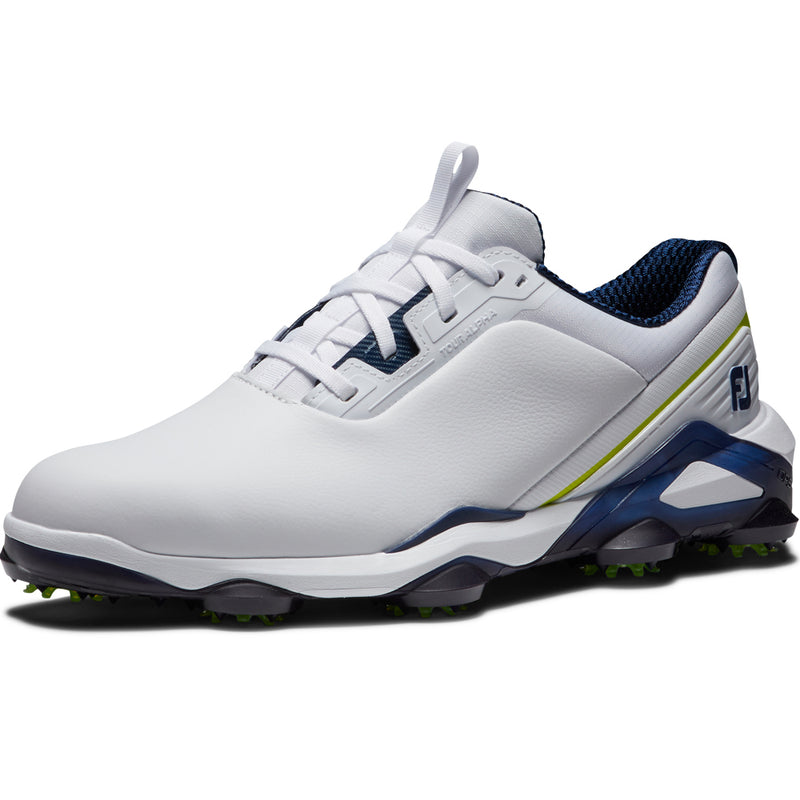 FootJoy Tour Alpha Spiked Waterproof Shoes - White/Navy/Lime