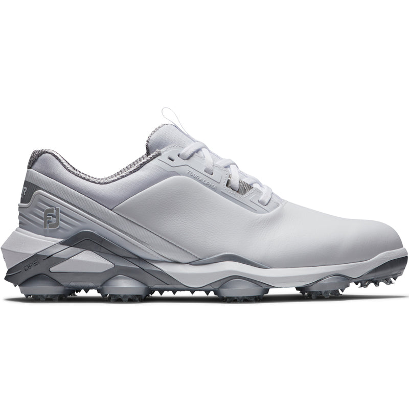 FootJoy Tour Alpha Spiked Waterproof Shoes - White/White/Silver